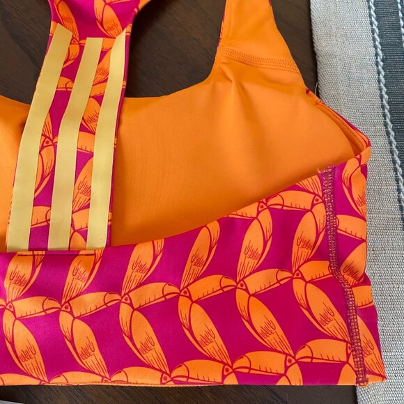 Farm Rio Adidas Colab Racerback Farm Bra Training Entrenamiento Orange Pink S - Picture 3 of 13